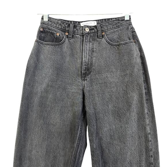 Abercrombie & Fitch Womens High Rise Taper Jean Curve Love Size 2 Long Black - Picture 3 of 13